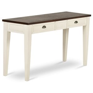 cayla console table in dark oak and white