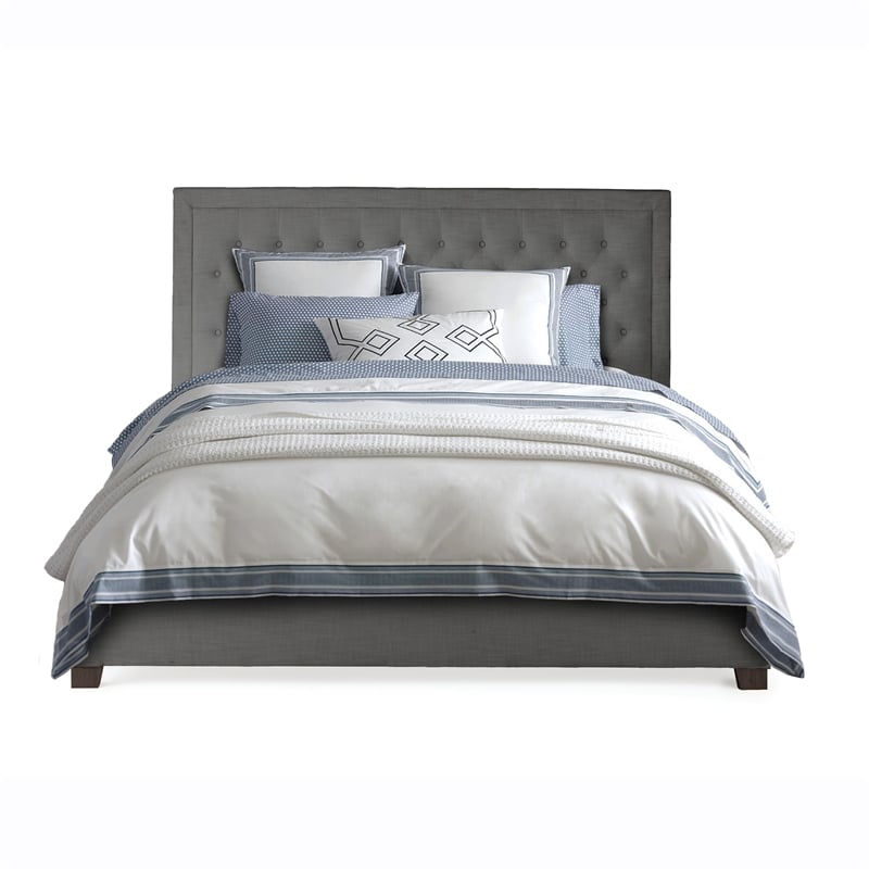 Steve Silver Isadora Tufted King Platform Bed in Gray