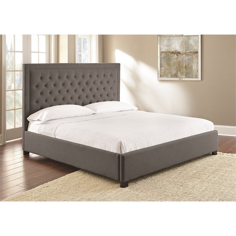 Steve Silver Isadora Tufted Queen Platform Bed in Gray