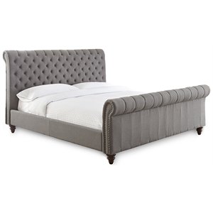 steve silver swanson tufted sleigh bed in gray