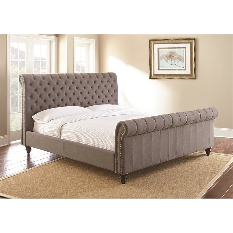 Steve Silver Swanson Tufted Queen Sleigh Bed in Gray ...