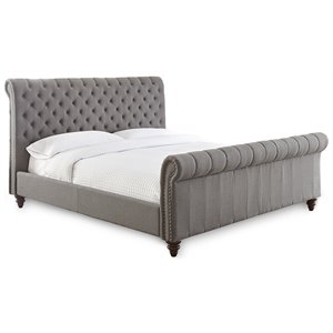 steve silver swanson tufted sleigh bed in gray