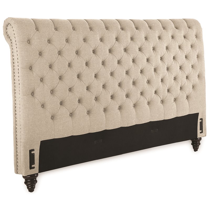 Swanson Tufted Queen Sleigh Bed in Sand Beige upholstery