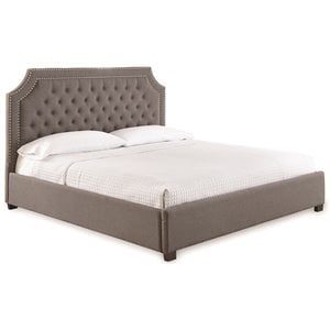 steve silver willshire tufted platform bed in gray