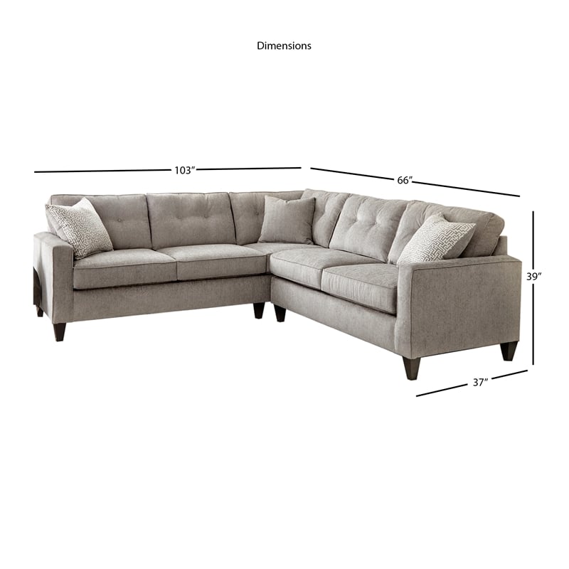 Steve Silver Maddox 2 Piece Corner Sectional in Heathered Gray Cymax