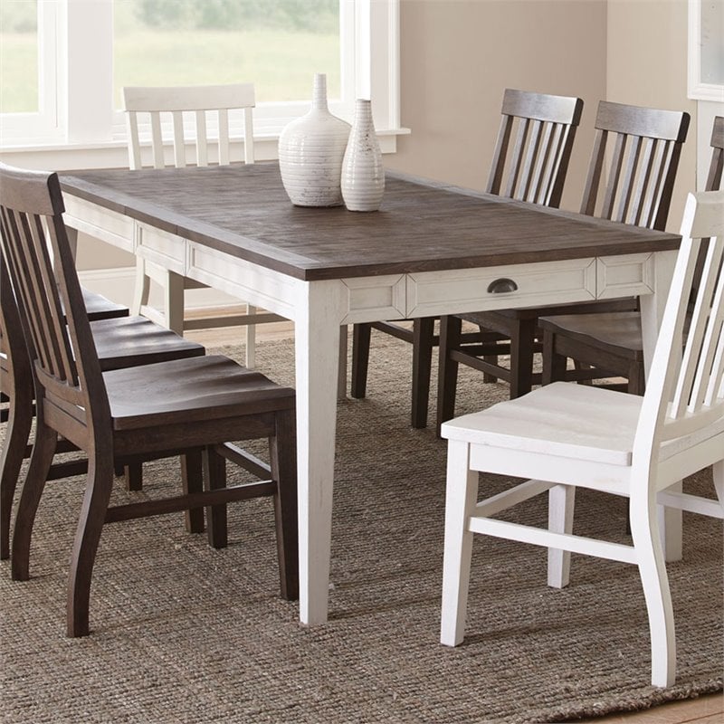 Cayla Extendable Dining Table in Dark Oak with distressing