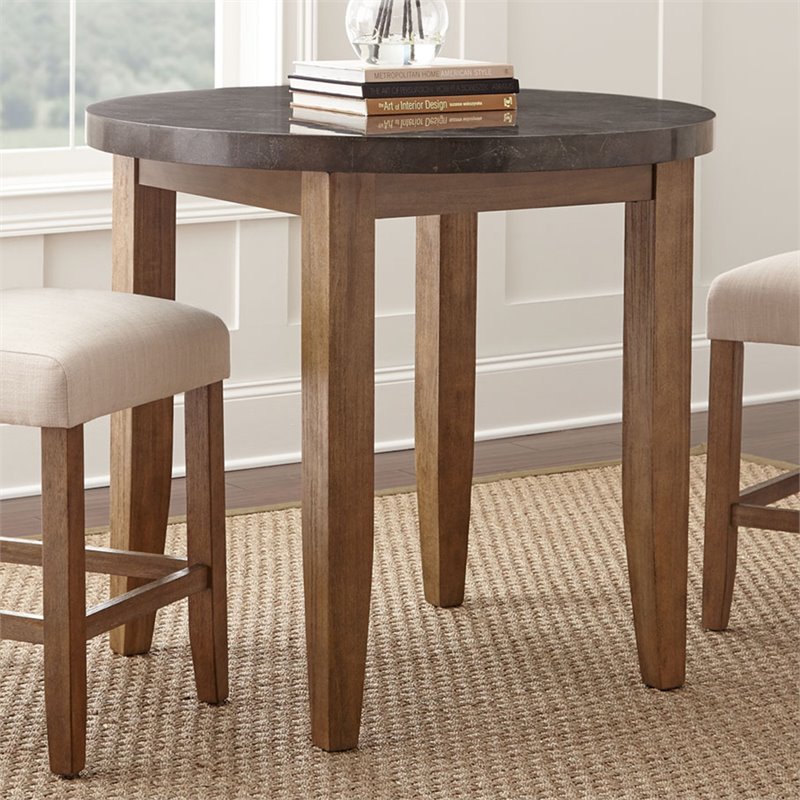 Steve Silver Debby 40 Round Bluestone Top Bar Table In Gray