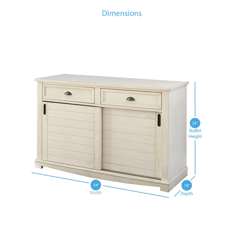Steve Silver Cayla Wood Buffet in Distressed Antique White