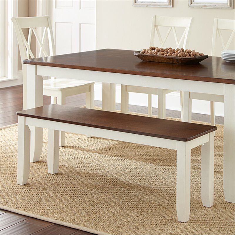 Steve Silver Aida Dining Bench In Dark Brown And Vanilla Aa500bnbv Steve Silver Aida Dining Bench In Dark Brown And Vanilla