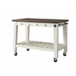 Cayla Kitchen Cart in Dark Oak and White
