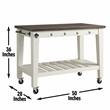 Cayla Kitchen Cart in Dark Oak and White