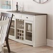 Steve Silver Cayla Wine Rack Buffet in Dark Oak and White Wood