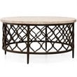 Roland Round Transitional Stone Top with Metal Base Coffee Table in Espresso