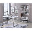 Steve Silver Alize Writing Desk in White and Chrome Metal
