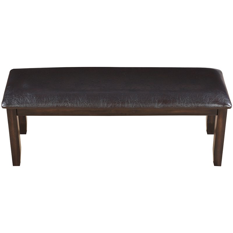 Steve Silver Ally Faux Leather Wood Dining Bench in Dark Brown