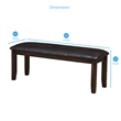Steve Silver Ally Faux Leather Wood Dining Bench in Dark Brown