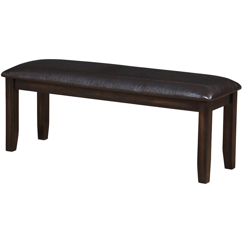 Steve Silver Ally Faux Leather Wood Dining Bench in Dark Brown