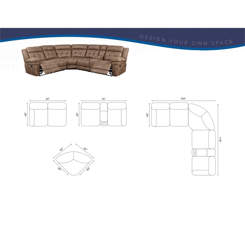 Steve Silver Transitional 3-Piece Microfiber Reclining Sectional in Chocolate