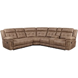 steve silver transitional 3-piece microfiber reclining sectional in chocolate