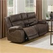 Steve Silver Aria Faux Leather Reclining Loveseat in Saddle Brown