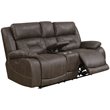 Steve Silver Aria Faux Leather Reclining Loveseat in Saddle Brown