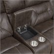 Steve Silver Aria Faux Leather Reclining Loveseat in Saddle Brown
