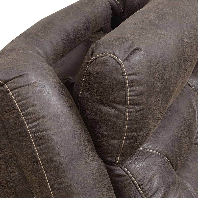 Steve Silver Aria Faux Leather Reclining Loveseat In Saddle Brown