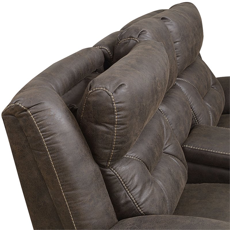 Steve Silver Aria Faux Leather Reclining Loveseat in Saddle Brown