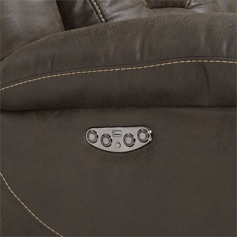 Steve Silver Aria Faux Leather Reclining Sofa in Saddle Brown