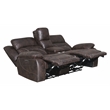 Steve Silver Aria Faux Leather Reclining Sofa in Saddle Brown
