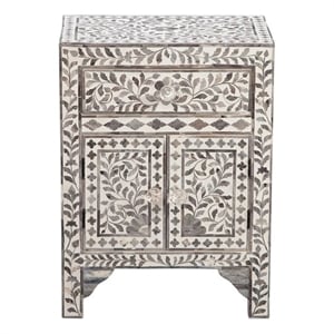 steve silver fowler 1-drawer wood and bone accent chest in lilac gray