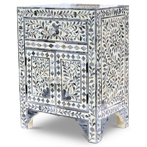 steve silver fowler 1-drawer wood and bone accent chest in lilac gray