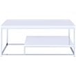 Steve Silver Lucia Metal Coffee Table in White and Chrome Metal