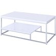 Steve Silver Lucia Metal Coffee Table in White and Chrome Metal