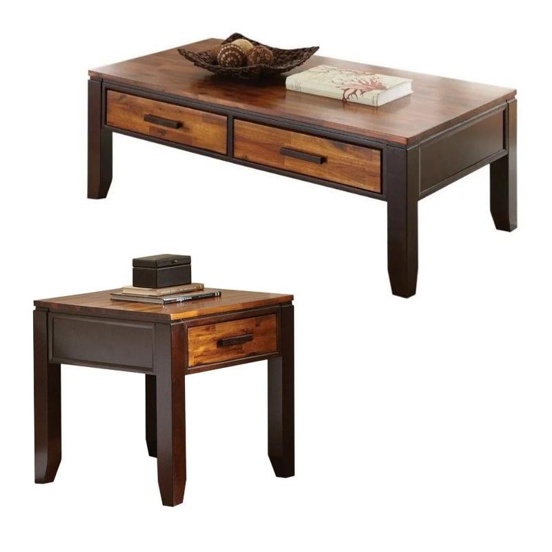 Abaco 2 Piece Wood Top Coffee Table And End Table In Espresso