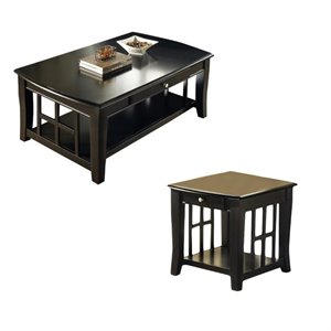 cassidy 2 piece transitional coffee table and end table set in black