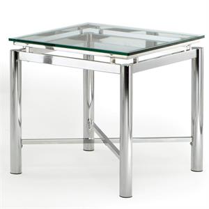 steve silver nova contemporary glass top and chrome base end table