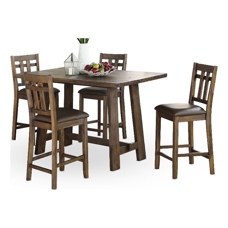 Steve Silver Saranac 5-Piece Chocolate Mango Wood Counter Height Dining Set