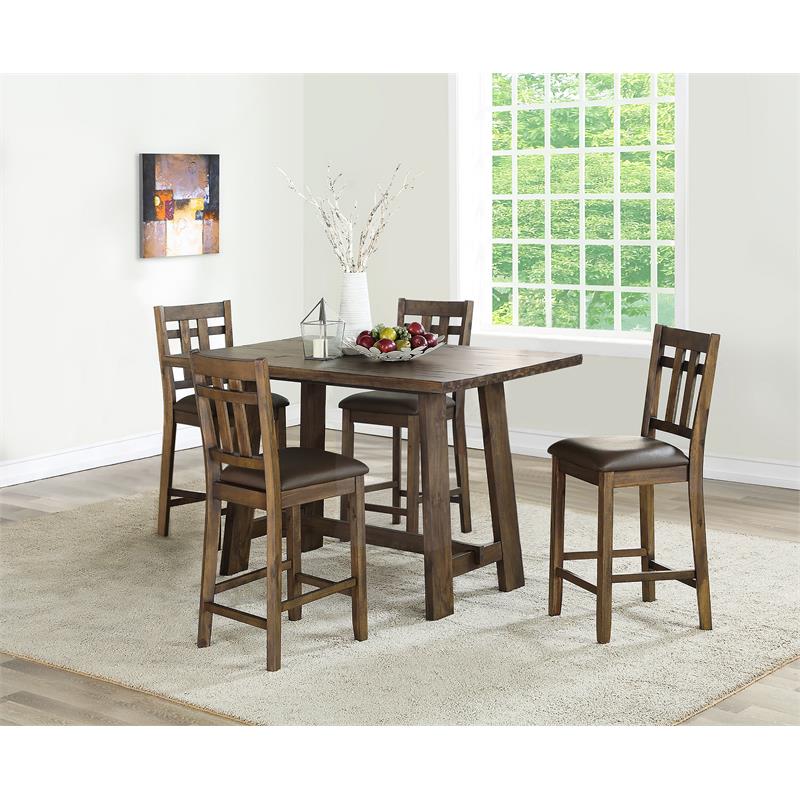 Steve Silver Saranac 5-Piece Chocolate Mango Wood Counter Height Dining Set
