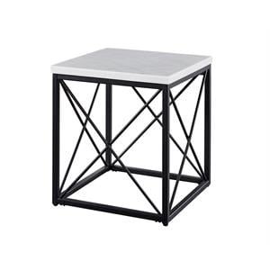 Steve Silver Skyler White Marble Top Square End Table