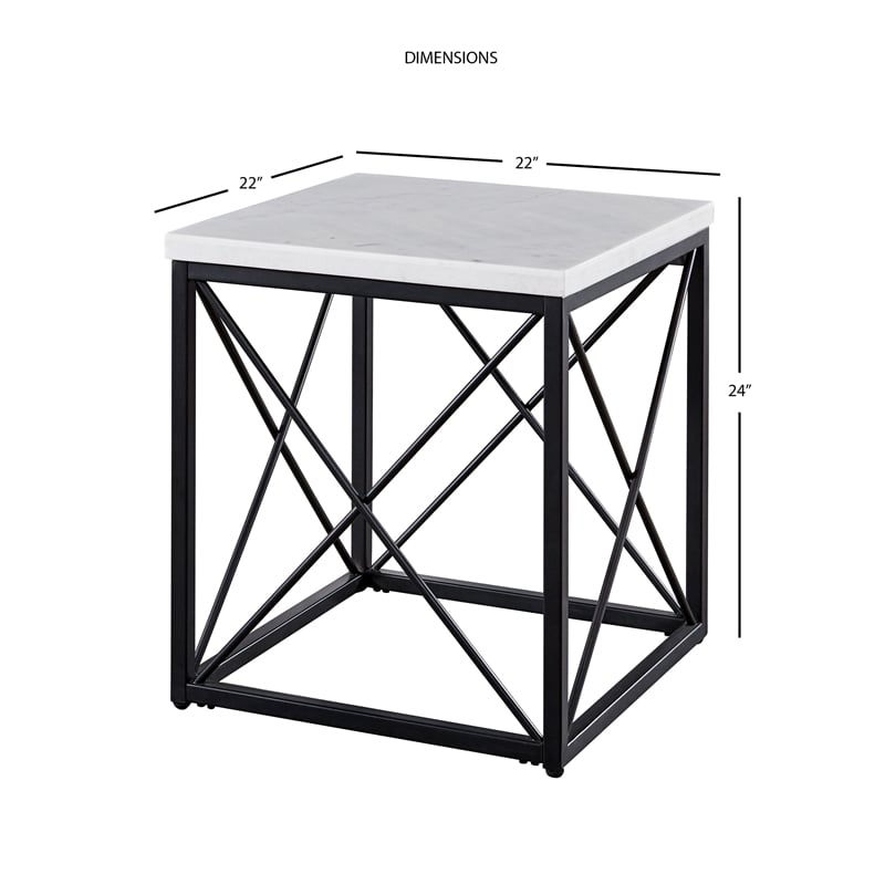 Steve Silver Skyler White Marble Top Square End Table