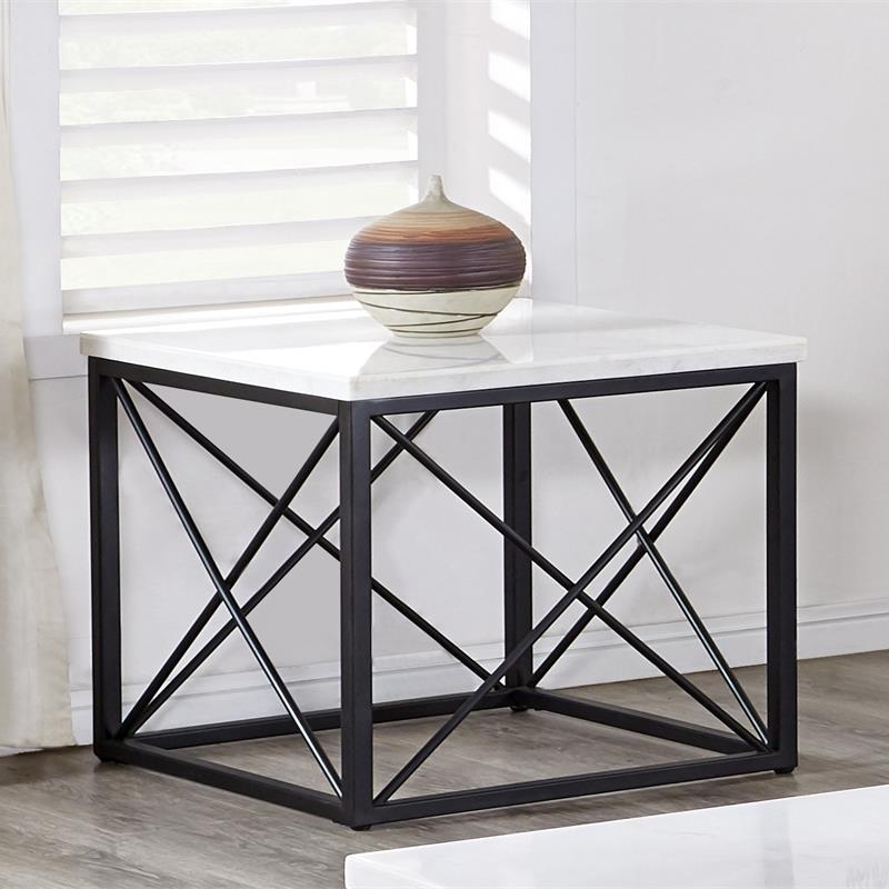 Steve Silver Skyler White Marble Top Square End Table ...