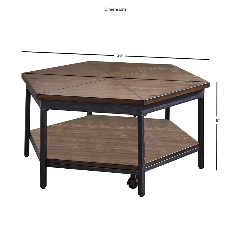 Steve Silver Ultimo Chocolate Wood Hexagon Lift-Top Cocktail Table