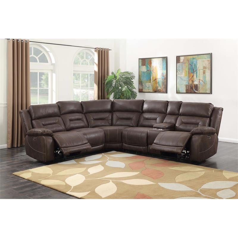 Aria Saddle Brown 3-Piece Reclining Sectional