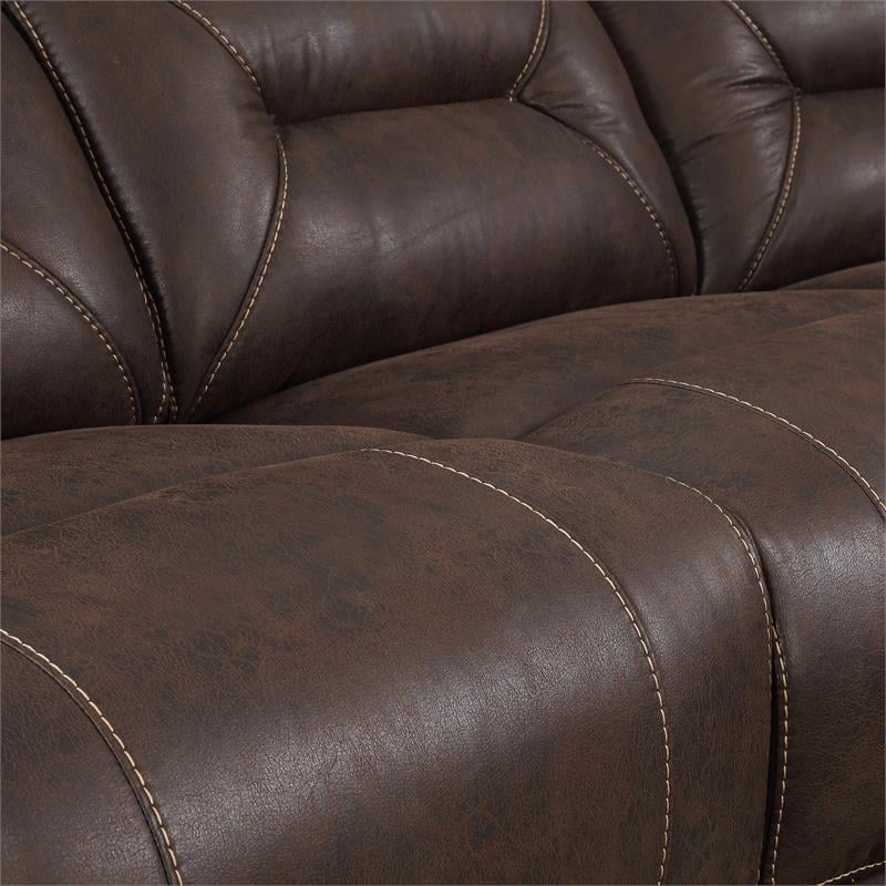 Aria Saddle Brown 3-Piece Reclining Sectional