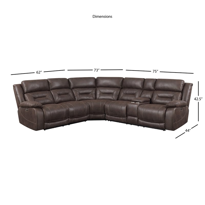 Aria Saddle Brown 3-Piece Reclining Sectional