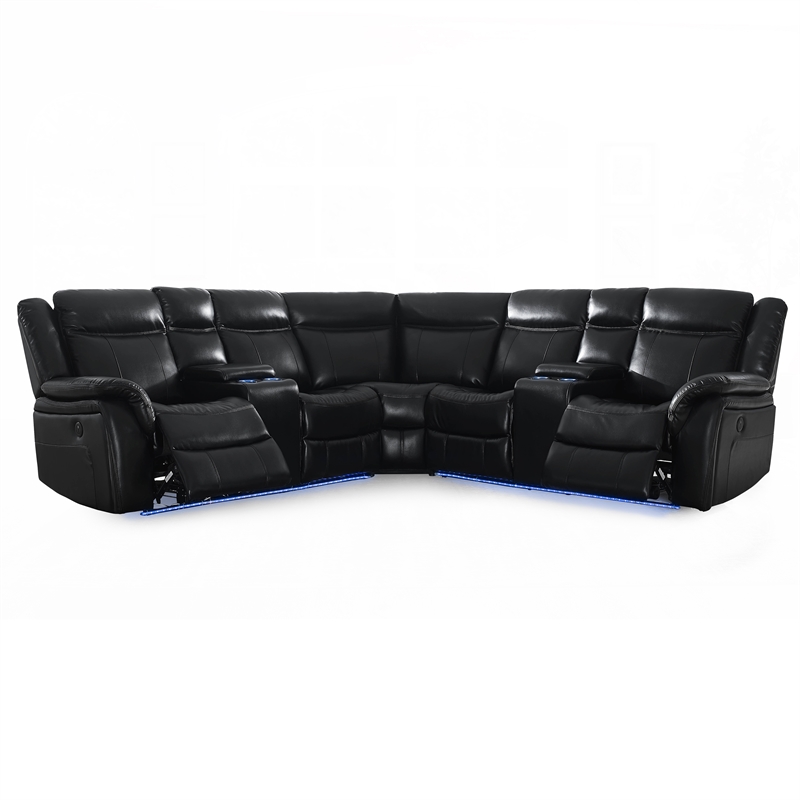 Levin Black 4 Piece Power Reclining Sectional Lv950b4pcsect