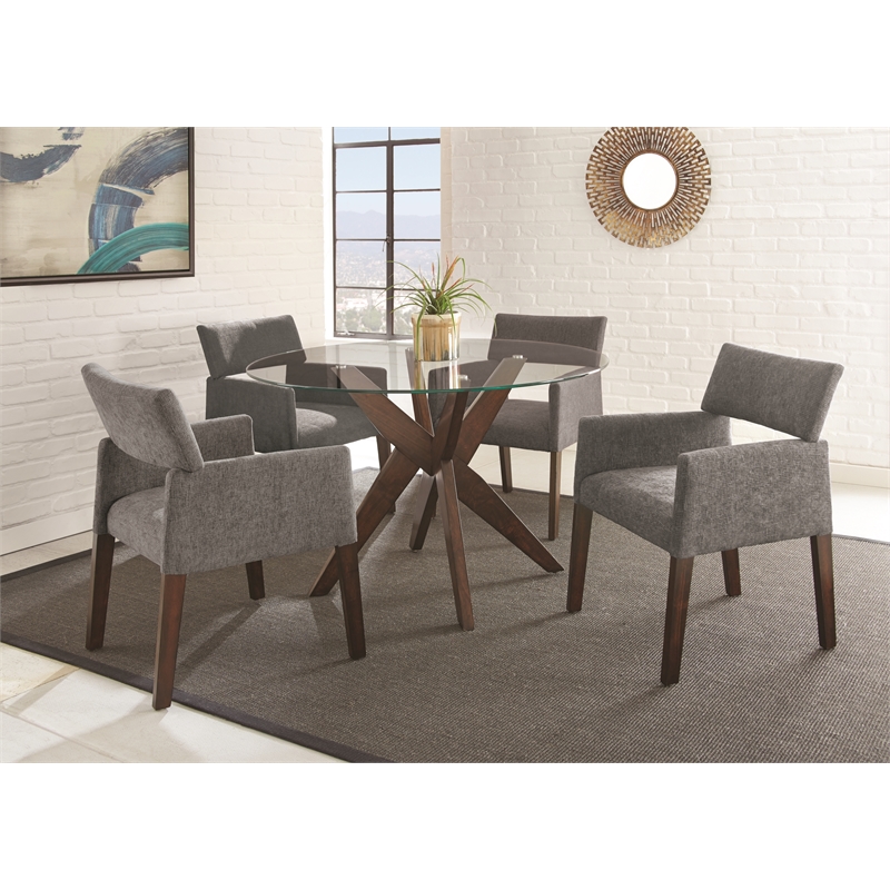 Amalie 5 Piece Glass Top Dining Set in Gray