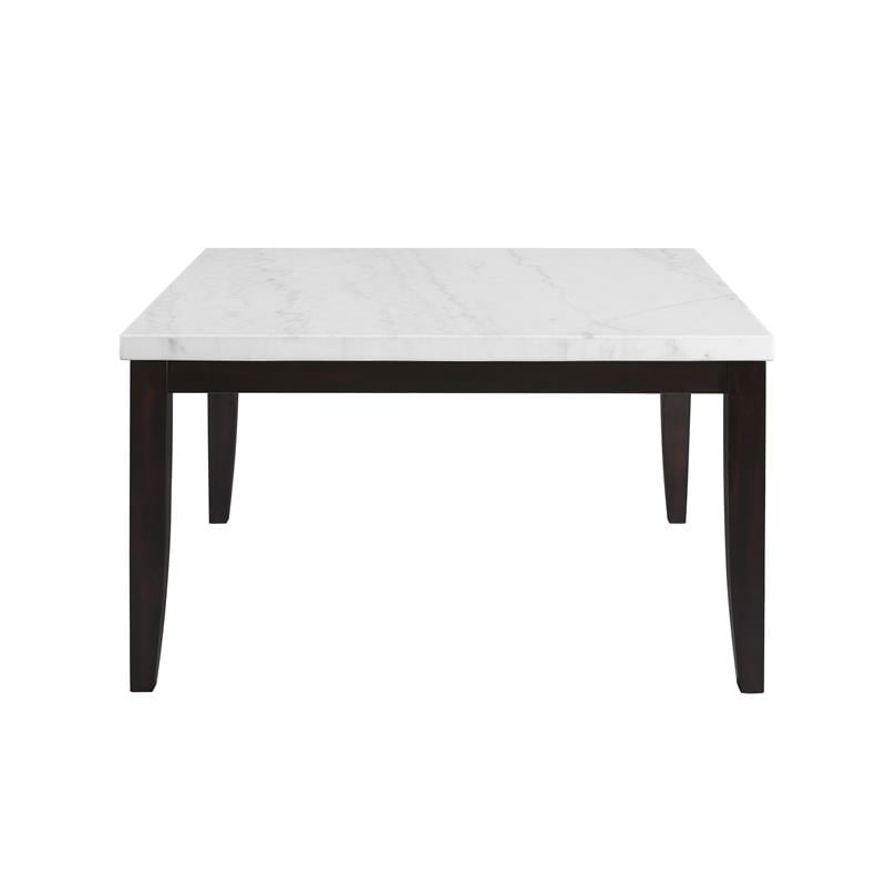 Francis Square White Marble Dining Table with Dark Cherry legs