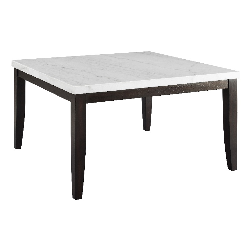 Francis Square White Marble Dining Table with Dark Cherry legs